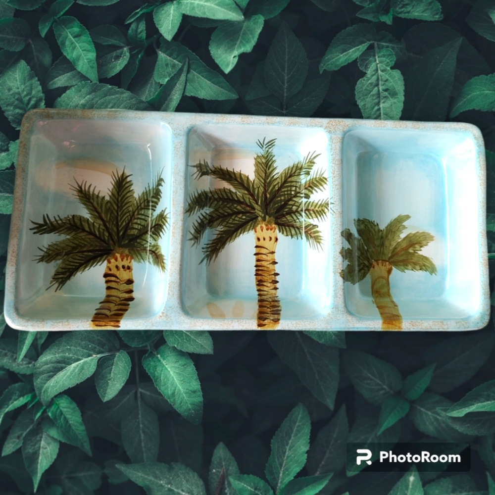 Tabletops Gallery Baja Palm 3 Part Relish Server